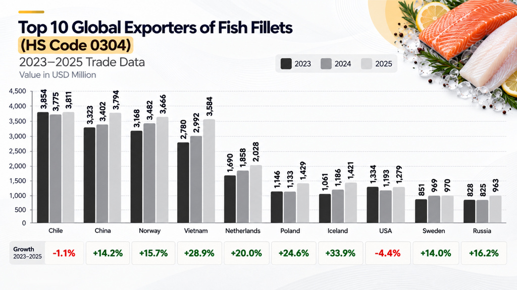 Top 10 Fish Fillet Exporters — HS 0304